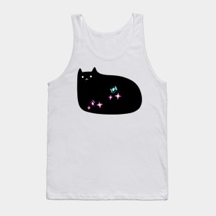 Sparkly Jewel Black Cat Tank Top